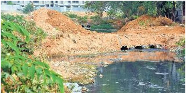 Lake with sewage water